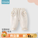 優(yōu)奇女童褲子春裝2025新款兒童休閑褲外穿長褲女寶寶百搭直筒褲春秋季 杏色 100cm