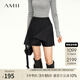 AMII女裝2025秋季新款極簡(jiǎn)純色通勤寬松一片式側(cè)拉鏈褲裙短褲女 黑色 XL 170/76A