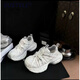 SUSTYLE奢侈高端品牌時(shí)尚2025年夏季新款網(wǎng)面厚底透氣輕便花式綁帶老爹鞋 白色 36
