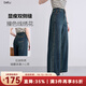 betu女裝2025秋季新款牛仔闊腿褲顯瘦撞色線(xiàn)繡花九分褲女2508T79 牛仔色 S