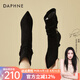 達(dá)芙妮（DAPHNE）細(xì)跟中筒女2025秋冬季新款尖頭堆堆靴加絨保暖時(shí)裝靴側(cè)拉鏈女靴子 黑色 37
