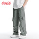可口可樂(lè )（Coca-Cola）工裝褲男戶(hù)外立體多口袋水洗打褶休閑褲 灰色 常規 XL