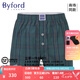 百富（BYFORD）港產(chǎn)進(jìn)口男士精梳棉阿羅褲格紋中腰平角短褲梭織褲衩商場(chǎng)款MW962 MW962綠色帶紐扣，一片包臀 1條 XL