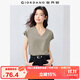 佐丹奴短袖T恤女純棉雙面布親膚透氣純色簡(jiǎn)約V領(lǐng)連袖上衣13325217