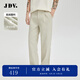 杰帝梵JDV男裝春夏新款米色半松緊腰休閑褲簡(jiǎn)約通勤寬松長(zhǎng)褲 米色 M 175/84C
