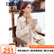 百圖betu女裝秋冬新款短外套新中式拼接毛領(lǐng)格紋大衣外套2310T63 杏色 S