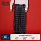 Teenie Weenie小熊休閑褲女2025春季新款松弛感通勤格紋松緊長(cháng)褲女 藏青色 S 160