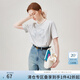 范思藍(lán)恩夏季少女蝴蝶結(jié)刺繡通勤短袖T恤女2024新款寬松簡(jiǎn)約百搭上衣女t恤 淺灰色 M