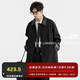 伯爵卓爾PU皮拼接馬肯翻領(lǐng)一手長風(fēng)衣男中長外套2025春季新款 D511065 森林黑 XL (180)