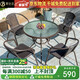 萊仕達(dá)戶外陽(yáng)臺(tái)小茶桌椅組合奶茶店辦公休閑仿藤桌椅KXSW 60黑玻圓桌4椅