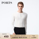 PORTS寶姿男裝毛衣絲絨混紡半開襟鈕扣套頭毛衣男上衣MV9K041DKI001 WHITE L L
