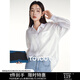 初語(yǔ)天絲萊賽爾襯衫女2024夏季新款清涼通透多巴胺寬松polo薄外套 米白色 M