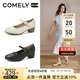 康莉（COMELY）商場同款媽媽鞋2025年秋季新款牛皮通勤單鞋舒軟瑪麗珍 黑色  39 