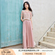 香影彩虹條紋針織衫女2025夏新款t恤鏤空多巴胺風(fēng)v領(lǐng)粉色短袖上衣 銀牡丹色 休閑褲（K85S682） L 165/88A/110-125斤