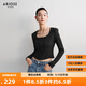 艾諾絲雅詩(shī)【商場(chǎng)同款】2025春季新品休閑顯瘦方領(lǐng)針織衫長(cháng)袖上衣女40316170 黑色 M