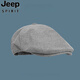 JEEP SPIRIT復古前進(jìn)帽女大頭圍貝雷帽方圓臉顯臉小棉麻日系文藝反戴鴨舌帽男 灰色 均碼 可調節