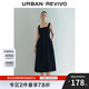 UR2025夏季新款女時(shí)尚休閑氣質(zhì)百搭方領(lǐng)吊帶連衣裙UWM750054 正黑 S