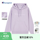 Champion冠軍連帽衛衣女秋季新款刺繡logo加絨上衣校園風(fēng)潮牌 淺紫色 S 