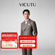 威可多（VICUTU）【Pt 30】男士商務西裝休閑經(jīng)典舒適羊毛格紋通勤婚禮禮服外套 175B西裝或馬甲或84B西褲 香檳色上衣