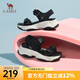 駱駝（CAMEL） 厚底涼鞋女夏季新款增高松糕沙灘鞋魔術(shù)貼時尚運動休閑涼鞋 L23M504136黑色 38
