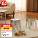 巧納美凳子家用塑料加厚可疊放小板凳客廳沙發(fā)矮凳透明灰3336-GY1個(gè)裝