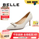 百麗（Belle）七夕禮物蝴蝶結(jié)細(xì)高跟單鞋女商場(chǎng)同尖頭單鞋3Y6G2CQ4 米色 37 (235mm)