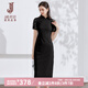 經(jīng)典故事（JANE STORY）新中式蕾絲旗袍改良裙2024夏季新款高級感短袖連衣裙粉色盤扣裙子 黑色 L