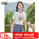 歐莎2025夏季女裝新款童趣手繪風(fēng)印花正肩圓領(lǐng)涼感透氣短袖T恤 白色 XL