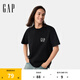 Gap【情人節(jié)】男女裝春季新款印花純棉圓領(lǐng)寬松短袖T恤美版729123 黑色 M 美碼 L亞洲碼180/96A