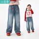 小茵曼童裝女童牛仔褲草莓刺繡25春秋季中大童寬松休閑褲女孩褲子