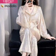 莫代爾秋冬季睡衣女仙女風(fēng)金鉆絨長(cháng)袖套裝蕾絲開(kāi)衫家居服可外穿加厚保暖 ZR288桃色 M