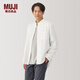 無(wú)印良品（MUJI）男式 木棉混雙層紗織立領(lǐng)長(zhǎng)袖襯衫 男士襯衣外套25年春季 白色 M （170/92A）