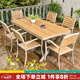御藤美家（ROYAL RATTAN）戶外桌椅別墅花園庭院桌椅休閑咖啡廳室外露臺陽臺防腐木塑木桌椅 【加厚加寬】巴克6椅+180大板長桌 升級款（航空鋁)