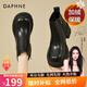 達(dá)芙妮（DAPHNE）短靴女秋冬加絨加厚冬季新款英倫風(fēng)保暖皮靴冬款瘦瘦靴冬 黑色 加絨 跟高6cm 36 (230mm)