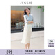 JESSIE氣質(zhì)佰搭純色松緊腰A字雪紡半身裙夏新款 杏色 M