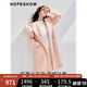 紅袖狐貍大毛領(lǐng)毛呢外套冬季2024新款女裝連帽保暖全羊毛雙面呢大衣 花蜜粉182 L