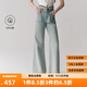 艾諾絲雅詩【商場同款】2025夏季新品100%棉丹寧闊腿牛仔褲長褲女40413299 牛仔蘭 M