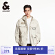 杰克·瓊斯（JACK&JONES）25年男裝戶外工裝風(fēng)外套男春秋款寬松滿印連帽休閑夾克男士多口袋 C63卡其色 M