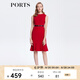 PORTS寶姿春連衣裙女無(wú)袖魚(yú)尾裙氣質(zhì)包臀ALN8D010KWB008 櫻桃紅-1 S (4)