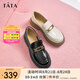 他她（TATA）英倫厚底樂福鞋女鞋淺口單鞋小皮鞋秋季新款WIZ12CA4 黑色 38