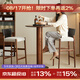尋木之旅 黑胡桃木吧臺(tái)桌實(shí)木高圓桌家用陽臺(tái)小吧臺(tái)高腳桌 吧臺(tái)桌+1張吧椅