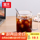 富光高硼硅玻璃杯花茶杯子單層果汁杯牛奶杯帶把帶刻度水杯男女