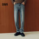 森馬（Semir）森柔牛仔|牛仔褲男貓須復古做舊直筒褲2025冬季長褲109725124102