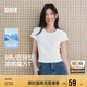 森馬（Semir）短袖t恤女短款修身圓領(lǐng)內(nèi)搭25夏涼感收腰V領(lǐng)上衣辣妹109325100006