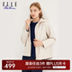 ELLE ACTIVE簡約休閑運(yùn)動風(fēng)衣外套女士秋季輕薄透氣寬松梭織連帽外套上衣 杏色 XL