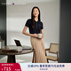 TOMMY HILFIGER春夏女裝氣質休閑通勤織帶松緊腰邊中長百褶A字半身裙33439 卡其色AEG M 36