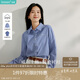 茵曼休閑襯衫女法式時(shí)髦格紋2025春季女裝新款翻領(lǐng)長(zhǎng)袖上衣 寶藍(lán)格 M