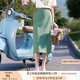 香影過(guò)膝開(kāi)叉a字半身裙女2025夏裝新款法式氣質(zhì)中長(zhǎng)綠色高腰裙子 綠色 M