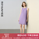 顏域百褶短裙傘裙女2024夏季新款法式復古無(wú)袖高腰減齡A字連衣裙 紫色 2XL