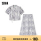 森馬觀園吉聯(lián)名套裝女修身短款上衣開叉長(zhǎng)裙夏兩件套109324117004